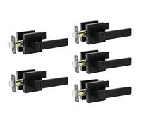 AIKKIL Black Interior Door Handle Square Keyless Door Lock Set, 5 Pack Privacy Door Levers Handle for Bedroom or Bathroom, Heavy Duty Door Handles with Reversible Handle for Left Right Sided Doors