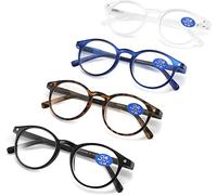 AIKLLY Reading Glasses Blue Light Blocking - Spring Hinges Round Eyeglasses for Men Women,4 Pairs Mix Color Anti Glare Filter Lightweight Readers (4 Pairs Mix Color, 3.50)