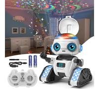 Aikmi Robot Toys for Kids 4-12, RC Robot w/Projector Night Light(white) | Rechargeable RC Robot with Projector Night Light, Gesture Control & Music, Fun Interactive Toy & Ideal Gift for Kids