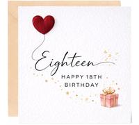 AIKOBAA 18th Birthday Card for Women, 3D Red Heart Balloon Design, Special Blank Inside Card with Envelope, Memorable 18th Birthday Gifts for Female Friend Daughter Husband Brother