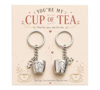 AIKOBAA 2Pcs Matching Couple Keyring for Boyfriend Girlfriend - His and Hers Gifts with Tea Cup Pendant, I Love You Gifts for Him Her, Long Distance Relationship Gifts, Romantic Birthday Presents
