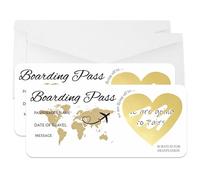 AIKOBAA 2PCS Surprise Travel Reveal Card Kit - Personalisable Golden Boarding Pass with Scratch-Off Heart Sticker & Kraft Envelope, Holiday Trip Announcement Gift for Family, Spouse, Lover (2)
