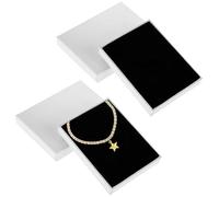 AIKOBAA 2Pcs White Jewellery Gift Box with Lid, 9x7x1.6cm Elegant Presentation Boxes for Necklaces, Rings, Bracelets, Valentine's & Birthday Gift Box for Small Jewellery (White)