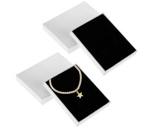 AIKOBAA 2Pcs White Jewellery Gift Box with Lid, 9x7x1.6cm Elegant Presentation Boxes for Necklaces, Rings, Bracelets, Valentine's & Birthday Gift Box for Small Jewellery (White)