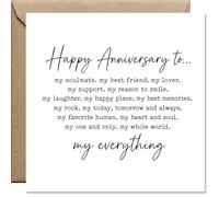 AIKOBAA Anniversary Card for Husband - Happy Anniversary to My Soulmate, Best Friend, Lover, My Everything, 14x14cm 300gsm with Kraft Envelope
