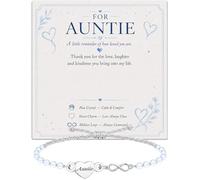 AIKOBAA Auntie Bracelet - Blue Crystal Heart Möbius Loop Adjustable Cord, Auntie Birthday Gifts, Niece Gifts, Pandora Style Bracelet, with Card, Christmas gift