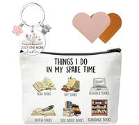 AIKOBAA Book Lover Gift Set, I'm Reading Makeup Bag with Keyring & Heart Bookmarks, Bookish Gifts for Women Readers, Reading Accessories for Bookworms, Librarian Appreciation Presents