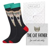 AIKOBAA Cat Father Socks Gift Set - Novelty Cat Lover Socks with Cool Cats Only Card & Gift/Box, Fun Present for Cats Dad, Husband, Boyfriend, Birthday Christmas Father's Day Gifts, UK Size 6-12