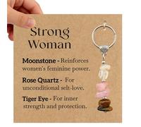 AIKOBAA Crystal Bag Charms Keychain for Women, Natural Stone Good Luck Protection Keychain, Strong Women Motivational Divorce Gift, Inspirational Cute Keychains, Llaveros Para Mujer