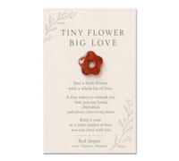AIKOBAA Crystal Gifts - Red Jasper Flower Charm with ‘Tiny Flower Big Love’ Card, Natural Stone Keepsake for Her, Comfort Gift for Friend
