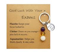 AIKOBAA Exam Success Crystal Gift Set, Good Luck Keychain with Blessing Card, Student Revision & Test Taking Present, Focus Courage Calmness Gift for Exams