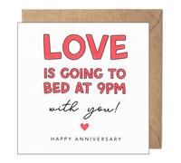 AIKOBAA Funny Anniversary Card for Him Her - Love Is Going to Bed at 9pm, Happy Anniversary Ideas, Gift Cards Anniversary for Couple, Anniversary Cards for Couple, with Kraft Envelope