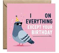 AIKOBAA Funny Birthday Card for Niece - Pigeon with Sunglasses & Party Hat, ‘I S**t On Everything Except Your Birthday’, 30th or 40th, 14x14cm 300gsm with Kraft Envelope