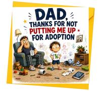 AIKOBAA Funny Father‘s Day Card Dad - Thanks for Not Putting Me Up for Adoption, Humorous Dad Card from Son, Rude Dad Birthday Card, Blank Inside with Yellow Envelope