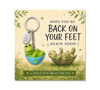 AIKOBAA Get Well Soon Frog Keychain with Sentiment Card, Cute Frog Bathing Keyring & Mini Get Well Gift Set, Motivational Recovery Present for Friend Family