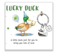 AIKOBAA Good Luck Duck Keychain & Card Gift Set - Good Luck Charm for Exams, Good Luck Keyring, Exam Good Luck Gifts, with Luck Card