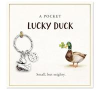 AIKOBAA Good Luck Duck Keyring & Card Gift Set - Pocket Lucky Duck with FourLeaf Clover Charm - Encouragement Gift for Exam, New Job, Birthday - Small Gift for Friends Women