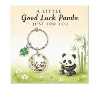 AIKOBAA Good Luck Panda Keychain & Card Gift Set - A Little Good Luck P/anda Just For You with Four-Leaf Clover Charm, Encouragement Present for Friends, Exam Luc/k, Birthday Small Gift (Panda)