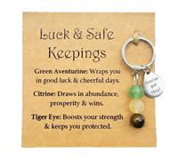 AIKOBAA Good Luck & Protection Crystal Set, Funny Crystal Keychain with Humorous Card, Wealth Success Strength Gift, Meaningful Present for New Job & Opportunities