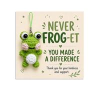 AIKOBAA Handmade Crochet Frog Keyring, Never Frog-et Pun Thank You Card Gift, Cute Frog Keychain Appreciation Present for Friend Coworker Teacher