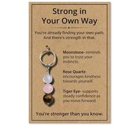 AIKOBAA Inner Strength Crystal Gift Set - Moonstone, Rose Quartz & Tiger Eye Gemstones with Empowering Message Card, Self-Confidence Gift for Women, Her, Friend | Strong in Your Own Way Keepsake