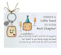 AIKOBAA Little Toast Celebration Keychain - Funny ‘Next Chapter’ Novelty Keyring for New Job, Graduation, Promotion | Inspirational Gift for Women, Men, Friends & Family (Next Chapter-1)