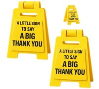 AIKOBAA Mini "A Little Sign of Appreciation" Desk Token | Small Yellow Thank You Sign for Colleagues, Teachers & Friends | 5.5x3.7cm Novelty Appreciation Gift (2PCS Big Thank You)