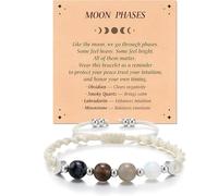 AIKOBAA Moon Phase Crystal Bracelet for Women - Moonstone Bracelet for Women, Natural Stone Bracelet, Spiritual Bracelets for Women, with Moon Card