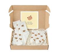 AIKOBAA Mother and Baby Matching Socks Gift Set, Newborn Baby Shower Present for Mum to Be, Push Present, New Mom Maternity Gift with “Welcome Little One” Card