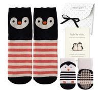 AIKOBAA Mother and Baby Matching Socks Gift Set - Side by Side from the Very Beginning Card - Newborn Baby Shower Present for Mum, Push Present, Penguin Socks, Maternity Gift in Gift Box
