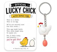AIKOBAA Official Lucky Chick Keyring - Cute Keyring with Good Luck Card & Pocket Hug, Mini Keyring for Women Kids, Chick Gifts for Women, Good Luck Gifts for Women, White Gifts