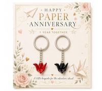 AIKOBAA Paper Crane Keychain Set - 1st Anniversary Present for Daughter & Son in Law, First Wedding Anniversary Keychain, with Card