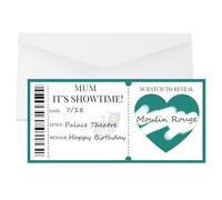 AIKOBAA Personalised Scratch Surprise Theatre Ticket, Show Reveal Card, Scratch Off Ticket Keepsake for Birthday Christmas Gift (Green)
