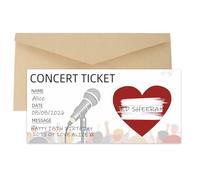 AIKOBAA Surprise Concert Reveal Card Kit - Personalisable Keepsake Ticket with Red Heart Scratch-Off Sticker & Kraft Envelope, Unique Experience Gift for Birthdays, Christmas, Anniversary