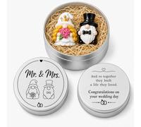 AIKOBAA Wedding Gifts for Bride and Groom - Mr & Mrs Gnome Resin Figurine Set with Keepsake Tin, Cute Wedding Present for Newlyweds, Just Married Couple Gift Ornament