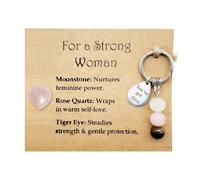 AIKOBAA Women's Crystal Trio Gift Set - Moonstone, Rose Quartz & Tiger Eye Gemstones for Feminine Power, Self-Love & Inner Strength, with You've Got This Metal Token