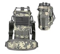 AIKOTOO Water Bottle Holder with Strap - Tactical Insulated Water Bottle Sleeve with MOLLE System for Backpack Military Ocean Camo Cross-Body Pouch for Walking Hiking Camping Gym 32oz