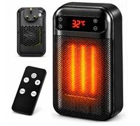 AIKUSICK Electric Plug-In Heater, 800W Low Energy Quiet Ceramic Fan Heater | Portable Space Heaters for Home Bedroom & Office, 15-32°C Thermostat, 2 Heat Settings, Remote, 2H Timer, Overheat Protection