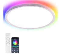 AIKVSXER 15.8 inch LED Ceiling Light Dimmable, 33W 5200LM Bathroom Ceiling Lights with Remote Control,RGB Color Changing,3000-6500K,Round Flush Ceiling Lights for Bedroom Living Room