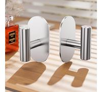 Aikzik 2 Pack Large Self Adhesive Hooks, Stainless Steel Sticky Hook Heavy Duty, Over 12kg Load - Strong Hooks for Hanging for Towel, Coat, Robe, Stick on Bathroom, Kitchen, Door and Wall