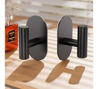 Aikzik 2 Pack Large Self Adhesive Hooks, Stainless Steel Sticky Hook Heavy Duty, Over 12kg Load - Strong Hooks for Hanging for Towel, Coat, Robe, Stick on Bathroom, Kitchen, Door and Wall, Black