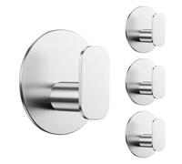 Aikzik 4 Pack Large Self Adhesive Hooks, Over 10kg Load - Stainless Steel Sticky Hook Heavy Duty, Hooks for Hanging Towel, Coat, Tea Towel Holder, Stick on Bathroom, Kitchen, Door and Wall