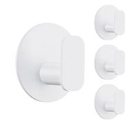 Aikzik 4 Pack Large Self Adhesive Hooks, Over 10kg Load - Stainless Steel Sticky Hook Heavy Duty, Hooks for Hanging Towel, Coat, Tea Towel Holder, Stick on Bathroom, Kitchen, Door and Wall - Whiite