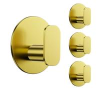 Aikzik 4 Pack Large Self Adhesive Hooks, Over 10kg Load - Stainless Steel Sticky Hook Heavy Duty, Hooks for Hanging Towel, Coat, Tea Towel Holder, Stick on Bathroom, Kitchen, Door and Wall - Gold