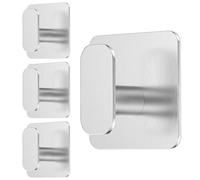 Aikzik 4 Pack Large Self Adhesive Hooks, Over 12kg Load - Stick on Hooks Heavy Duty Stainless Steel, Strong Sticky for Hanging Towel, Coat, Robe, Tea Towel Holder on Bathroom, Kitchen, Door and Wall