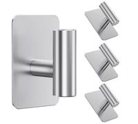 Aikzik 4 Pack Large Self Adhesive Hooks, Stainless Steel Sticky Hook Heavy Duty, Over 12kg Load - Strong Hooks for Hanging for Towel, Coat, Robe, Stick on Bathroom, Kitchen, Door and Wall