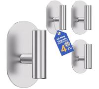 Aikzik 4 Pack Large Self Adhesive Hooks, Stainless Steel Sticky Hook Heavy Duty, Over 12kg Load - Strong Hooks for Hanging for Towel, Coat, Robe, Stick on Bathroom, Kitchen, Door and Wall