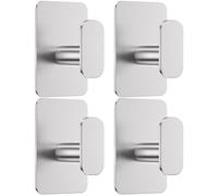 Aikzik 4 Pack Large Self Adhesive Hooks, Stainless Steel Sticky Hook Heavy Duty, Over 12kg Load - Strong Hooks for Hanging for Towel, Coat, Robe, Stick on Bathroom, Kitchen, Door and Wall