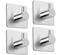 Aikzik 4 Pack of Self Adhesive Hooks, Max 8kg Load 4,5 x 3 x cm, Silver