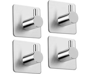 Aikzik 4 Pack of Self Adhesive Hooks, Max 8kg Load Sticky Hooks, Tea Towel Hooks, Versatile Self-Adhesive Wall Hooks for Use in Bathrooms, Kitchens, Doors, Cupboards, Bed Curtains, Towels, Key